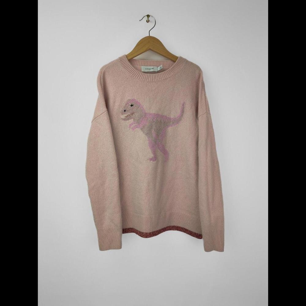 [SOLD] COACH Women's Sz US S REXY Pink Wool Cashmere Crewneck Pullover Sweater